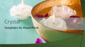  Presentation with purple orchids - PPT layouts consisting of bowl-with-water-candles background and a light blue colored foreground