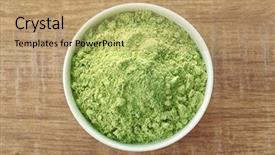  Presentation with powder - Slides with bowl with wheat grass powder background and a coral colored foreground
