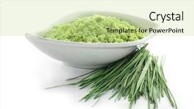  Presentation with sport nutrition whey protein powder - Colorful slide deck enhanced with bowl with wheat grass powder backdrop and a soft green colored foreground