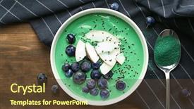  Presentation with vegan food - Theme enhanced with bowl with yummy spirulina smoothie background and a tawny brown colored foreground