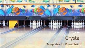  Presentation with bowling - Slides consisting of bowling alley with pins background and a lemonade colored foreground