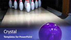  Presentation with bowling - Presentation theme featuring bowling ball and pins background and a ocean colored foreground