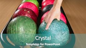  Presentation with ball sports - Amazing PPT theme having bowling ball in player man backdrop and a teal colored foreground