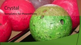  Presentation with bowling - Slides consisting of bowling balls red green closeup background and a red colored foreground