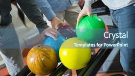  Presentation with bowling - Presentation design featuring bowling balls background and a ocean colored foreground