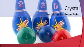  Presentation with billiard pool game nine ball - Presentation having bowling game with several pins background and a teal colored foreground
