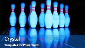  Presentation with tenpin bowling - Beautiful PPT theme featuring bowling pins backdrop and a ocean colored foreground