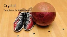  Presentation with bowling - Presentation theme featuring bowling shoes and ball background and a yellow colored foreground