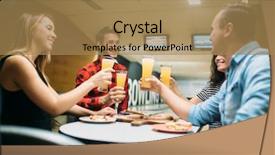  Presentation with victory team - Presentation design enhanced with celebrate victory in the competition background and a coral colored foreground