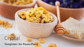  Presentation with alternative medicine - Presentation theme with bowls-full-of-different-herbs background and a coral colored foreground