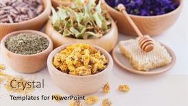  Presentation with alternative medicine - Cool new presentation with bowls full of different herbs and tea - alternative medicine backdrop and a coral colored foreground