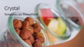  Presentation with dry fruits - Theme with bowls isolated on white background background and a sky blue colored foreground