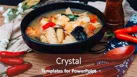  Presentation with chopstick - Slides enhanced with bowls-of-asian-soup-noodles background and a tawny brown colored foreground