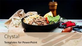  Presentation with chopstick - Presentation consisting of bowls-of-asian-soup-noodles background and a lemonade colored foreground