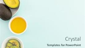  Presentation with blue food - Amazing slide deck having bowls-of-halved-avocados backdrop and a sky blue colored foreground