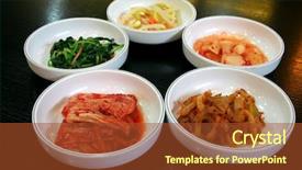  Presentation with vegetable pickles - Presentation enhanced with bowls of kimchi traditional korean background and a tawny brown colored foreground