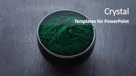  Presentation with spirulina - Amazing PPT layouts having bowls of spirulina algae powder backdrop and a gray colored foreground