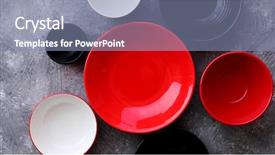  Presentation with odontology colorful 3d view - Theme having bowls on grey stone background background and a seafoam green colored foreground