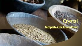  Presentation with herbs - Colorful PPT theme enhanced with bowls used in ayurvedic backdrop and a tawny brown colored foreground