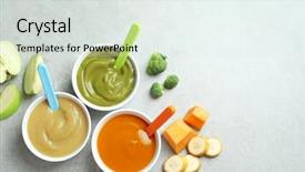 Presentation with baby food - Presentation theme consisting of bowls with baby food background and a sky blue colored foreground
