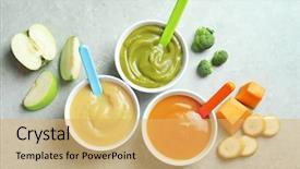  Presentation with baby food - Presentation theme with bowls with baby food background and a yellow colored foreground