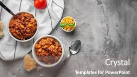  Presentation with chili - Beautiful PPT layouts featuring bowls with chili con carne backdrop and a gray colored foreground