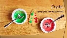  Presentation with christmas food - Presentation theme with icing for decorating christmas cookies background and a yellow colored foreground