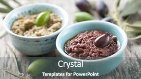  Presentation with olive - PPT theme enhanced with bowls with fresh olive paste background and a gray colored foreground