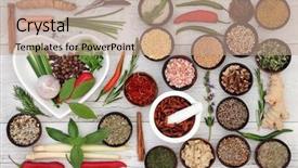  Presentation with heart shaped book page - Beautiful PPT theme featuring bowls with mortar and pestle backdrop and a coral colored foreground