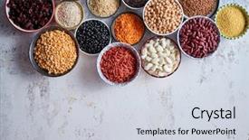  Presentation with organic rice - Audience pleasing presentation theme consisting of goji berries cranberry couscous linseeds backdrop and a sky blue colored foreground