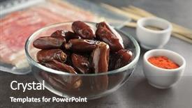  Presentation with sage bowls - PPT theme having dates and spices on grey background and a  colored foreground