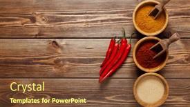  Presentation with spices - Amazing presentation design having bowls with spices on wooden backdrop and a tawny brown colored foreground