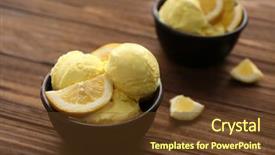 Presentation with ice cream - Colorful slides enhanced with bowls with tasty color ice backdrop and a tawny brown colored foreground
