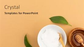  Presentation with foods - Slide deck featuring bowls-with-yoghurt-and-dressing background and a yellow colored foreground