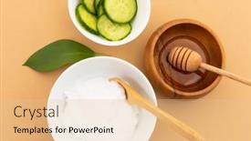  Presentation with healthy living - Amazing PPT layouts having bowls-with-yoghurt-cucumber backdrop and a lemonade colored foreground