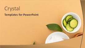  Presentation with foods - PPT layouts with bowls-with-yoghurt-cucumber background and a yellow colored foreground