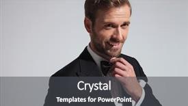  Presentation with smooth elegant grey silk - Beautiful slide deck featuring bowties - young happy elegant man fixing backdrop and a dark gray colored foreground