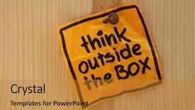  Presentation with think - Theme featuring box - bright orange reminder note background and a gold colored foreground