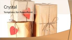  Presentation with labels - Beautiful presentation featuring three parcels with blank heart backdrop and a lemonade colored foreground