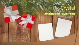  Presentation with christmas frames - Colorful PPT layouts enhanced with box and blank photo frame backdrop and a tawny brown colored foreground