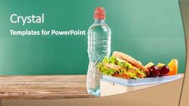  Presentation with lunch box - Amazing slide deck having box and bottle of water backdrop and a teal colored foreground