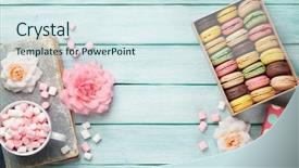  Presentation with coffee cup - PPT theme enhanced with box and marshmallow in coffee background and a sky blue colored foreground