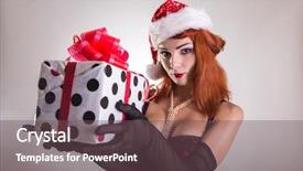  Presentation with pretty girl - Slide deck having box christmas or holiday theme background and a violet colored foreground