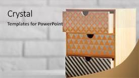  Presentation with rustic wood wooden frame - Audience pleasing PPT theme consisting of box design - handmade chest of drawers backdrop and a light gray colored foreground