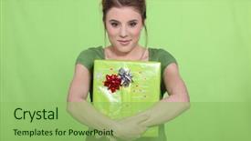  Presentation with green lucxury fashion - PPT theme consisting of box design - woman in green background and a  colored foreground