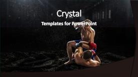  Presentation with fighters - Beautiful PPT theme featuring box fighters trainning mixed media backdrop and a dark gray colored foreground