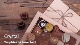  Presentation with chocolate - Presentation theme having box filled with chocolates background and a tawny brown colored foreground