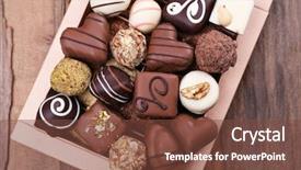  Presentation with rustic - Colorful slide deck enhanced with box filled with chocolates backdrop and a tawny brown colored foreground