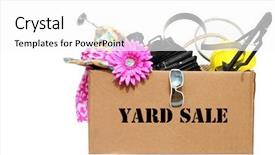  Presentation with yard sale - Slide deck consisting of box filled with yard sale background and a white colored foreground