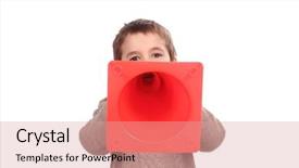  Presentation with traffic - PPT theme consisting of box girder - boy with orange traffic cone background and a coral colored foreground